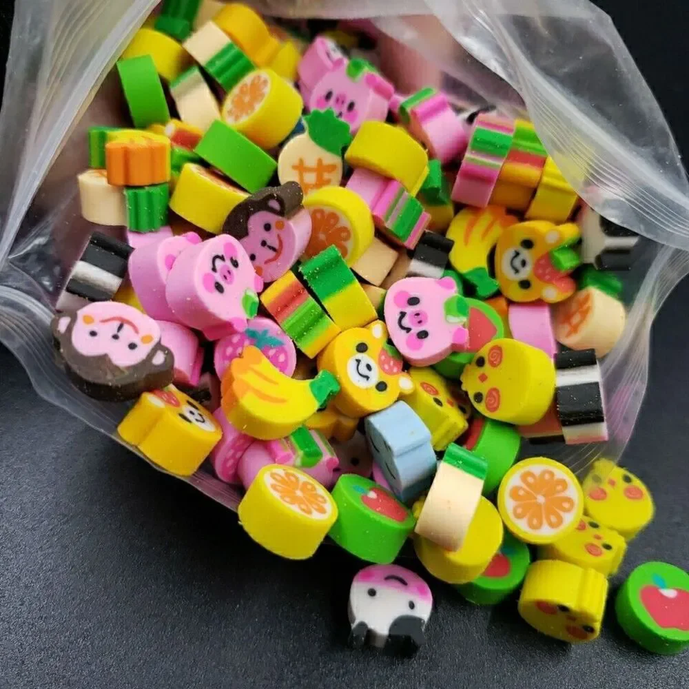 Mini Erasers for Kids Bulk 450 Pieces Small Fun Animal Fruit Erasers Assortment